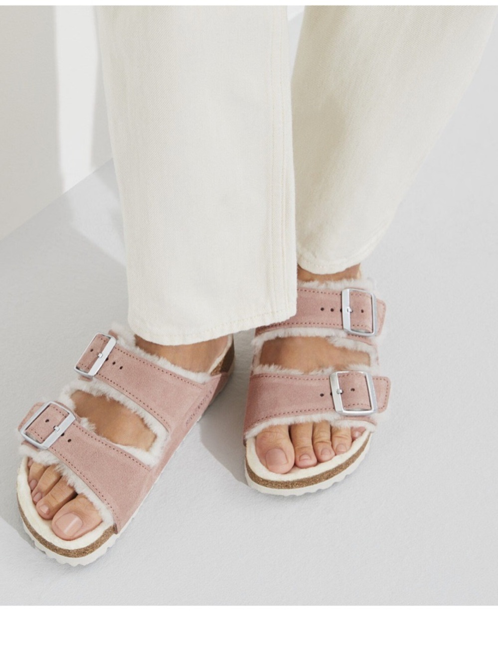 BIRKENSTOCK ARIZONA SUEDE SHEARLING SANDALS pink size 39/ US women’s size 8-8.5